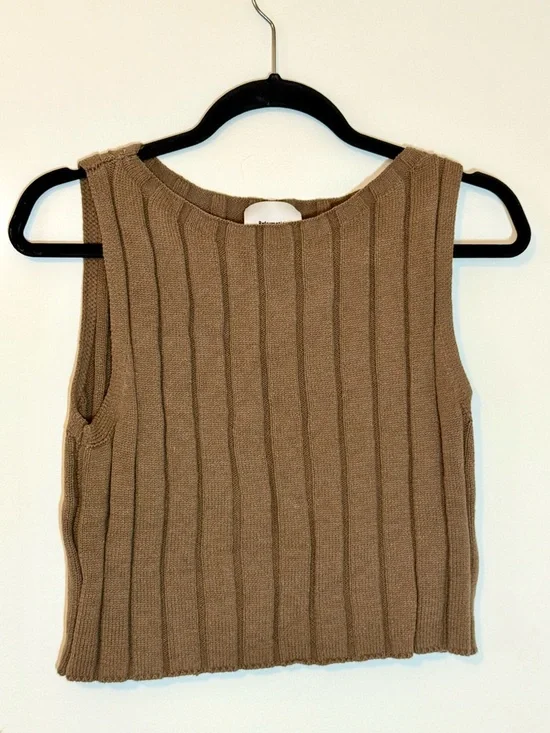 Reformation Callie Cotton Ribbed Sweater Tank in Shitake Brown Size Small - Picture 2 of 5